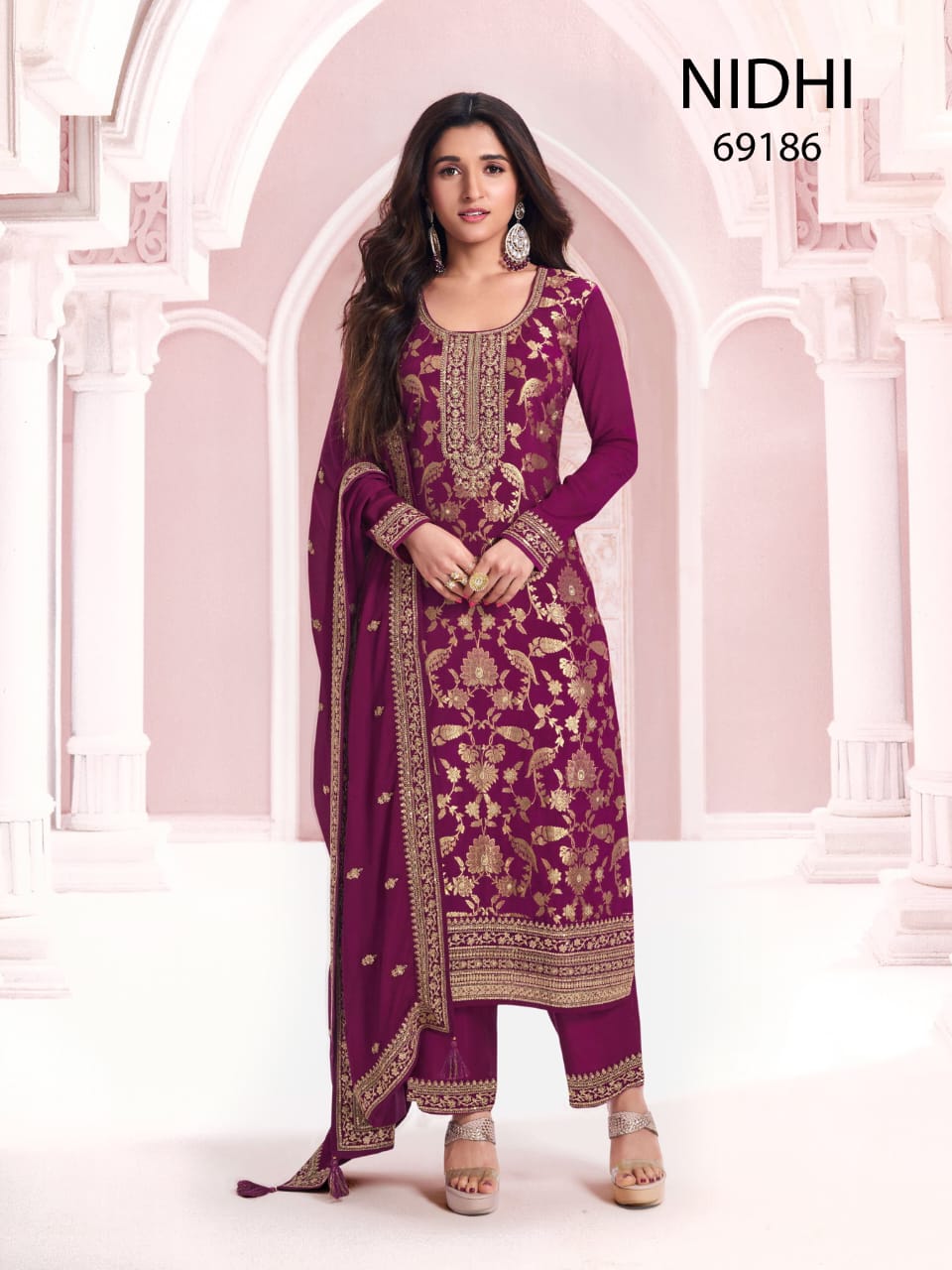 Anaita Purple Dola Silk Thread Sequence Embroidered Salwar Suit | Grocsy