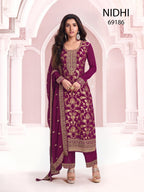 Anaita Purple Dola Silk Thread Sequence Embroidered Salwar Suit | Grocsy