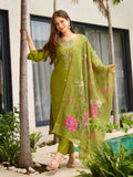 The52 Women's Viscose Embroidery work Straight Kurta with Pant and Dupatta Set | Grocsy