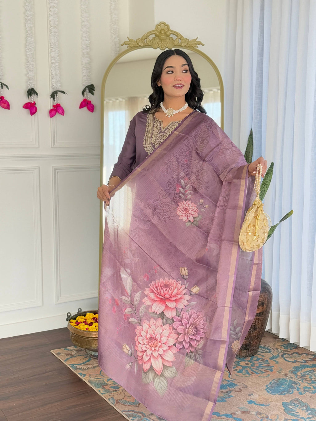 The52 Women's Gorgeous Viscose Embroidery work Straight Kurta with Pant and Dupatta Set | Grocsy