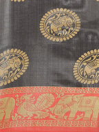 Saree Mall Black & Beige Art Silk Printed Bhagalpuri Saree | Grocsy