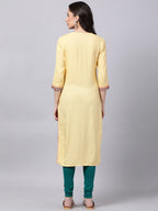 Souchii Women Cream-Coloured Ethnic Motifs Embroidered Kurta | Grocsy