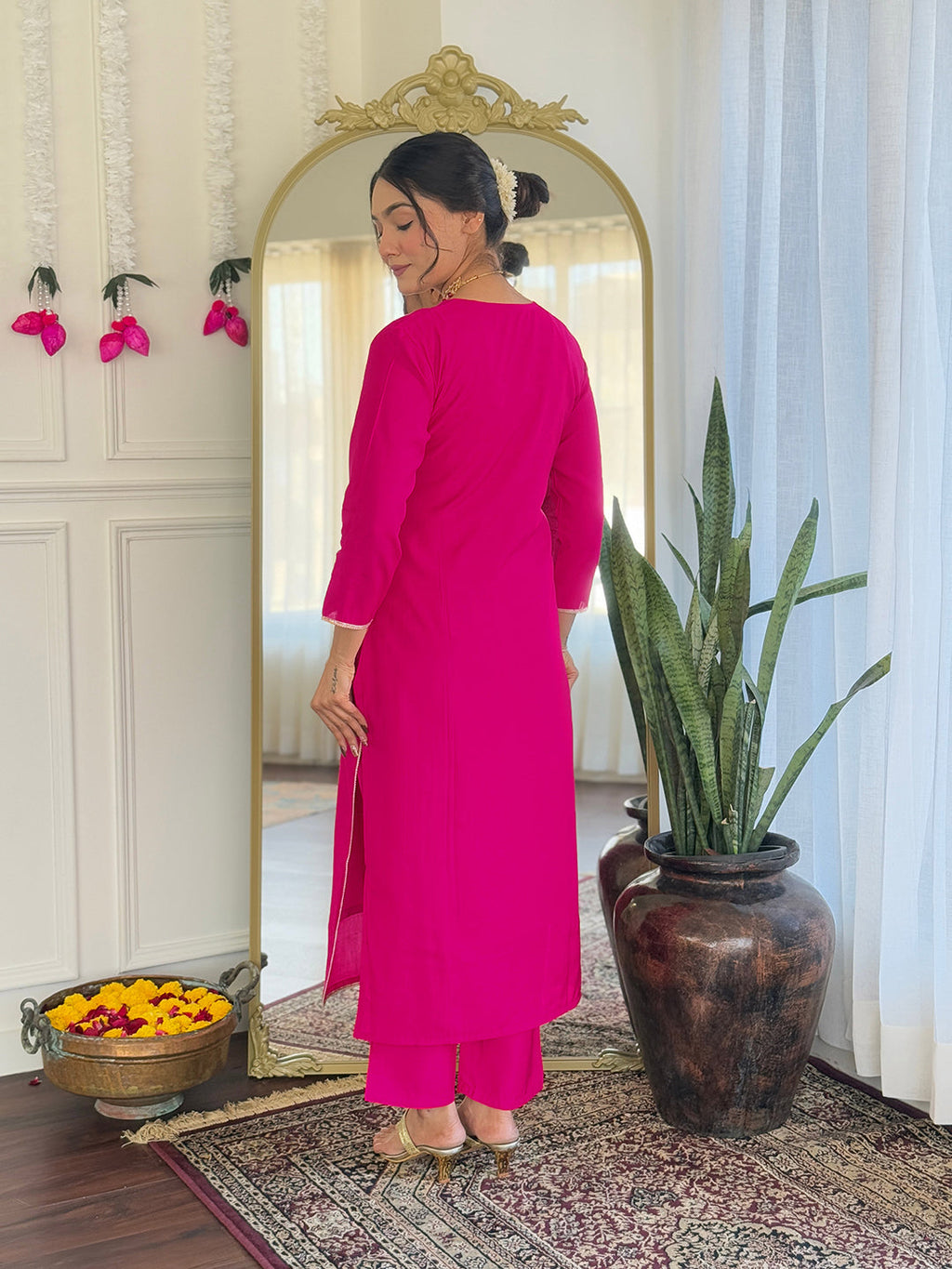 The52 Women's Gorgeous Viscose Embroidery work Straight Kurta with Pant and Dupatta Set | Grocsy