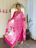 The52 Women's Gorgeous Viscose Embroidery work Straight Kurta with Pant and Dupatta Set | Grocsy