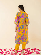 Yufta Cotton Mustard Kurta Pant Dupatta Set | Grocsy