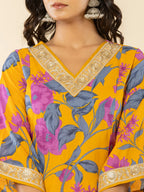 Yufta Cotton Mustard Kurta Pant Dupatta Set | Grocsy