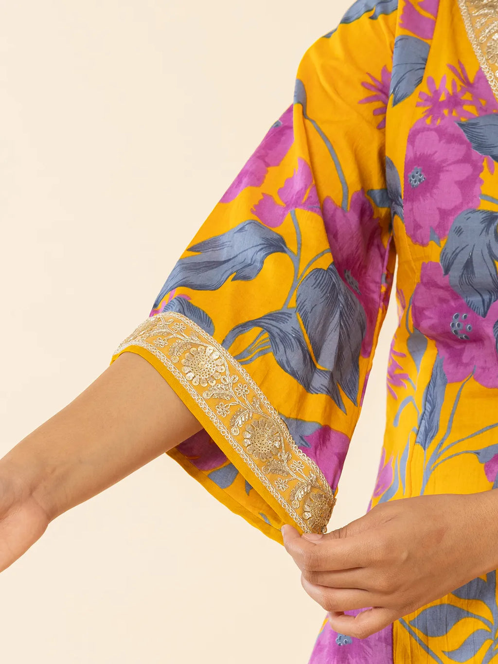 Yufta Cotton Mustard Kurta Pant Dupatta Set | Grocsy