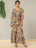 Yufta Multi Cotton Peplum Sharara Co-Ord Set | Grocsy