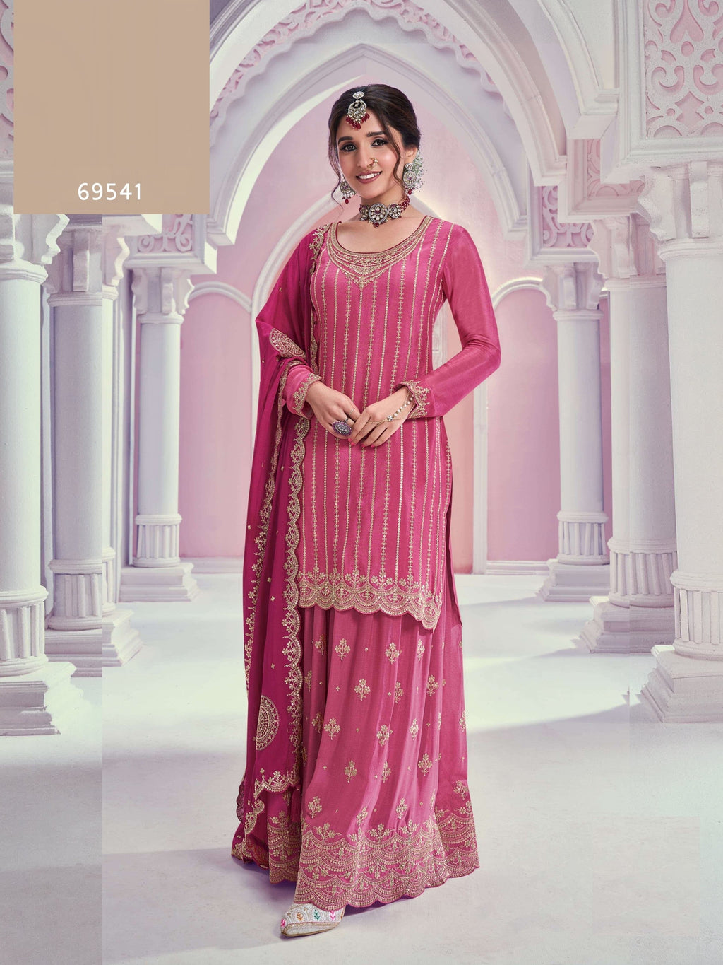 Anaita Pink Chiffon Sequins Embroidered Readymade Salwar Suit | Grocsy