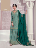 Anaita Sky Blue Chinon Sequence Embroidered Readymade Salwar Suit | Grocsy
