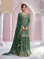 Anaita Dark Green Chinon Sequence Embroidered Readymade Salwar Suit | Grocsy