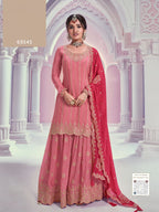 Anaita Peach Chinon Sequence Embroidered Readymade Salwar Suit | Grocsy