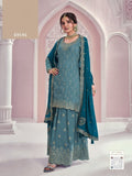 Anaita Blue Chinon Sequence Embroidered Readymade Salwar Suit | Grocsy