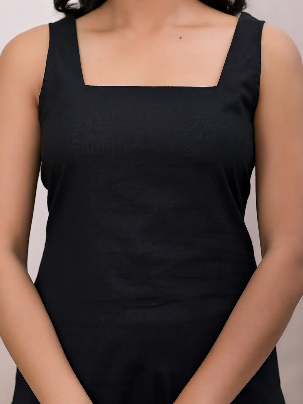 Yufta Black & Beige Pure Cotton Straight Kurta Dupatta Set | Grocsy