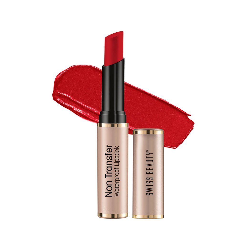 Swiss Beauty Non Transfer Waterproof Lipstick - 406 Hot Red | Grocsy
