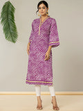 Yufta Cotton Purple Leheriya Kurta | Grocsy