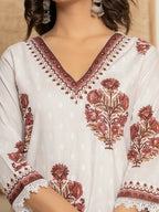 Yufta Cotton Maroon Kurta Dupatta Set | Grocsy