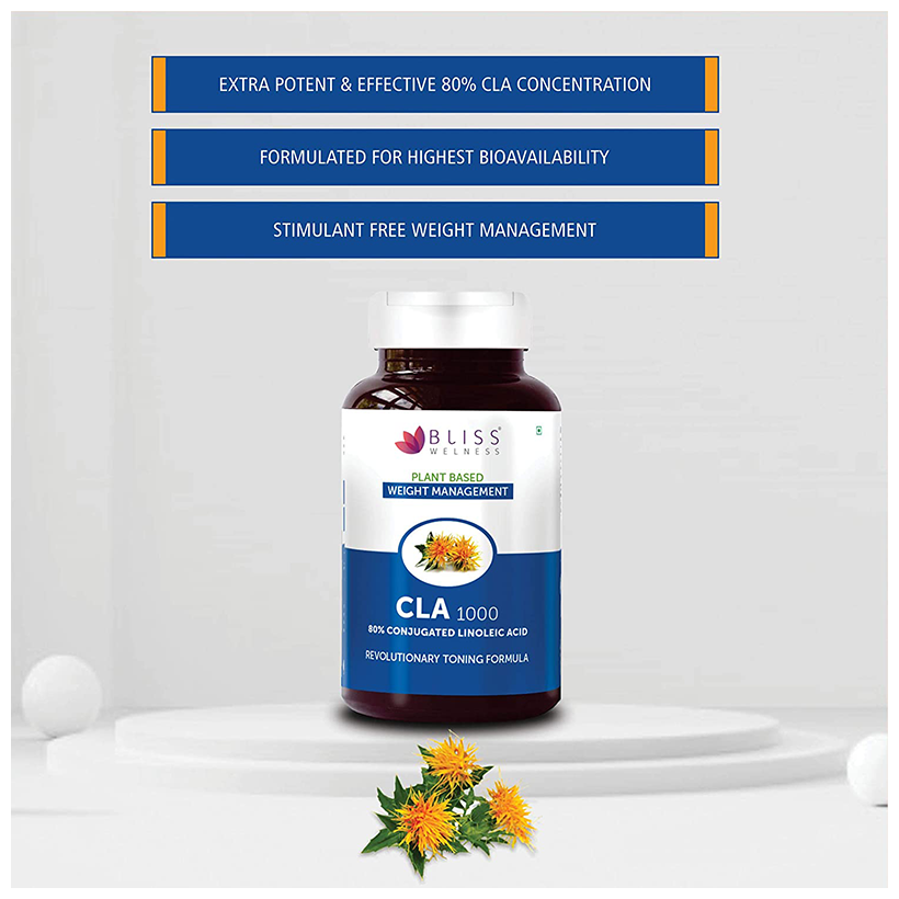 Bliss Welness Weight Management CLA 1000 80% Conjugated Linoleic Acid Capsule | Grocsy