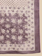 Sangria Maroon Floral Printed Pure Cotton Kurta With Trouser & Dupatta | Grocsy
