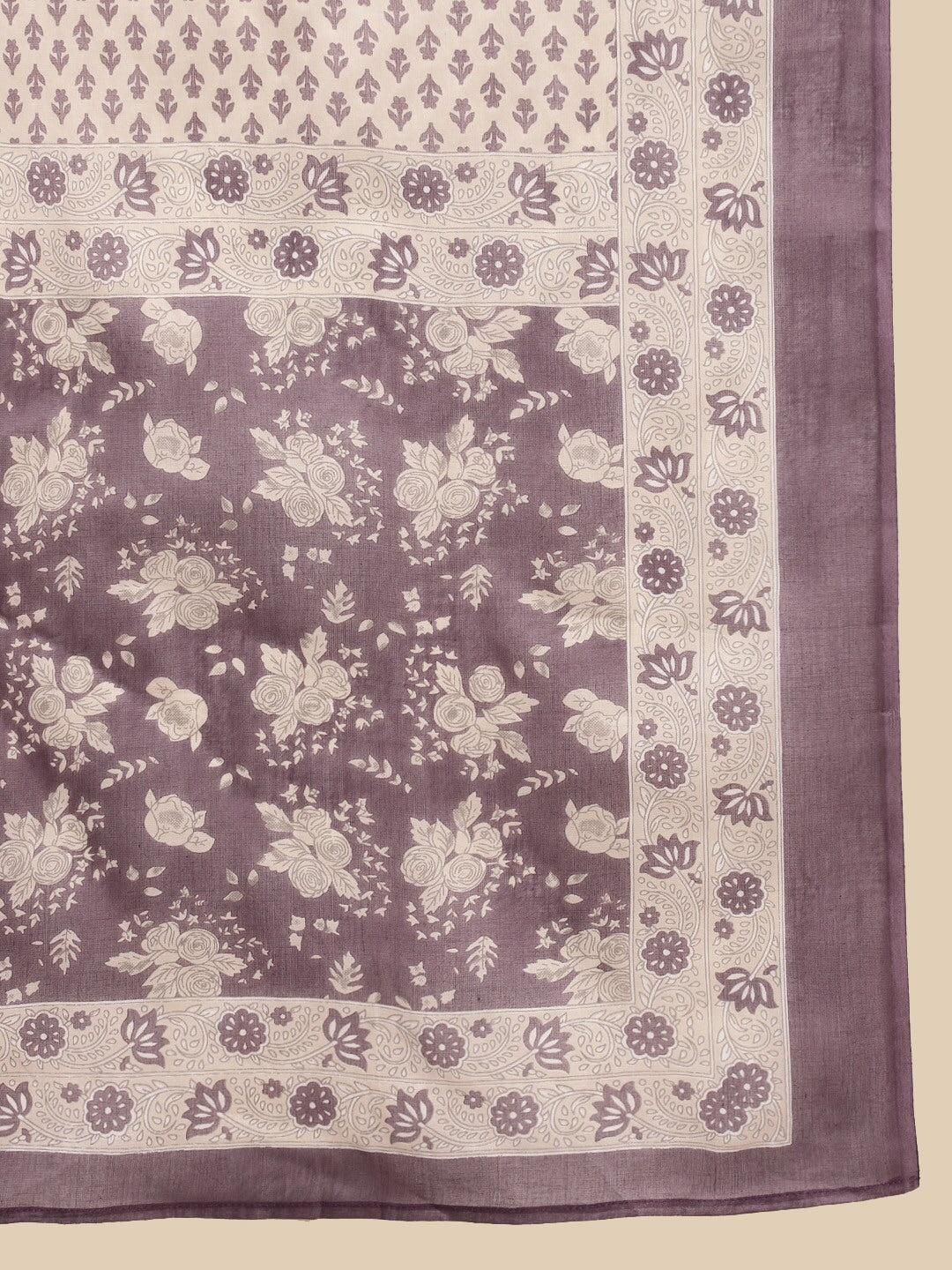 Sangria Maroon Floral Printed Pure Cotton Kurta With Trouser & Dupatta | Grocsy
