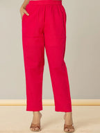 Yufta Cotton Leheriya Hot Pink Kurta Dupatta Pant Set | Grocsy