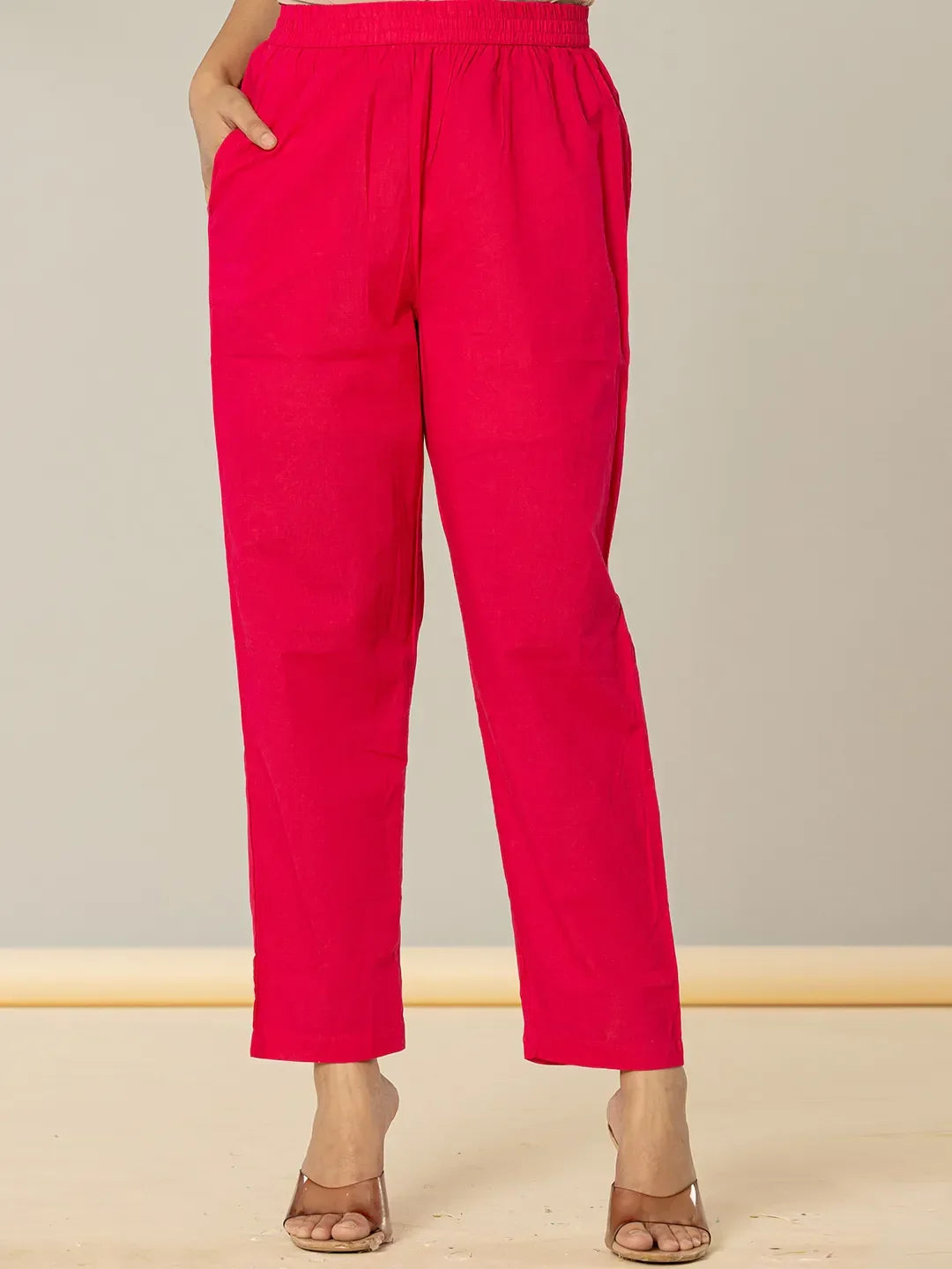 Yufta Cotton Leheriya Hot Pink Kurta Dupatta Pant Set | Grocsy
