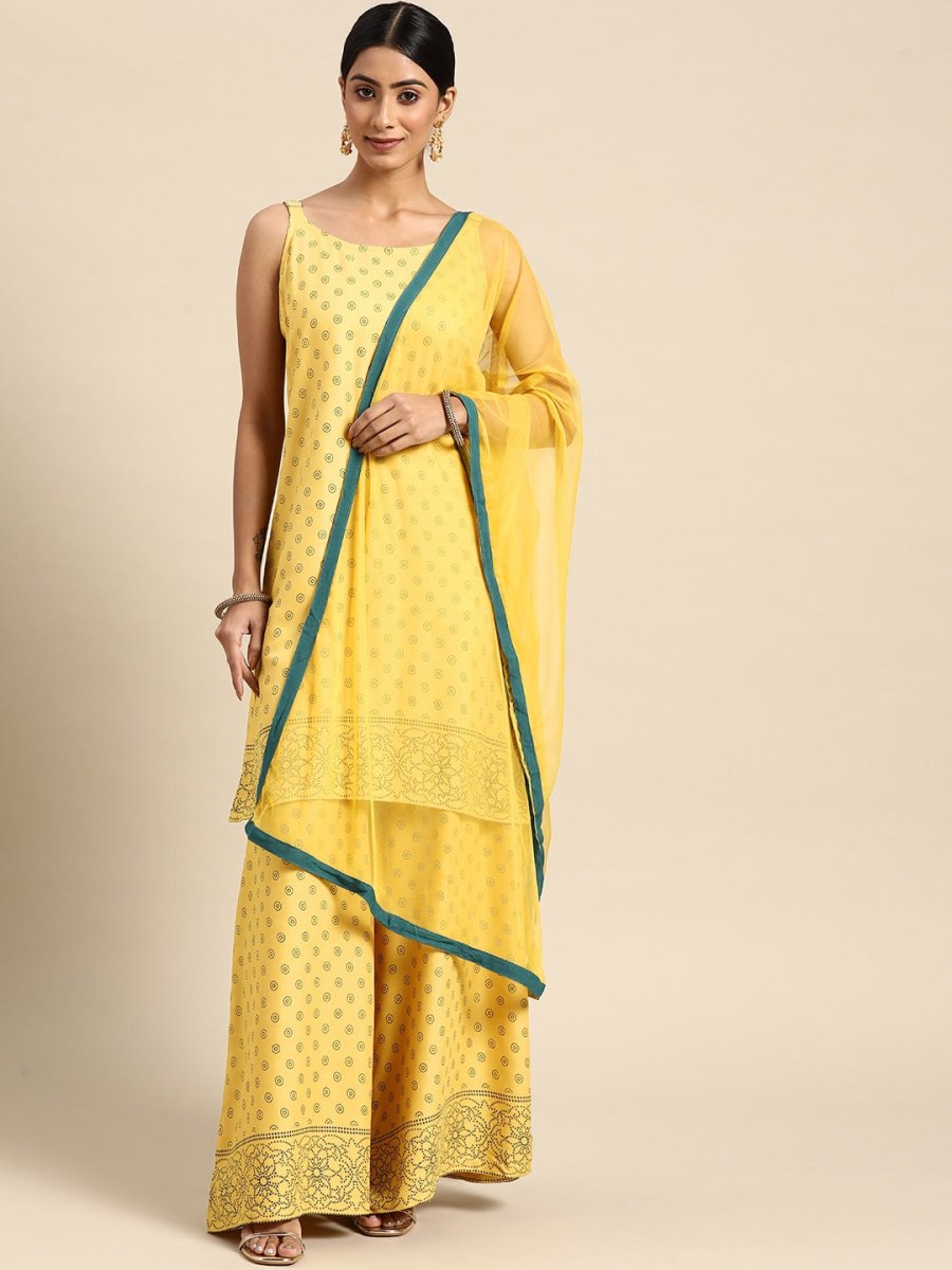 All About You Women Yellow Printed Kurta with Palazzos & Dupatta | Grocsy
