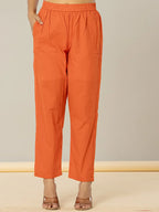 Yufta Cotton Leheriya Orange Kurta Dupatta Set | Grocsy