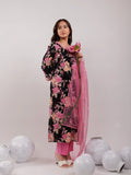 Yufta Black Floral Print Cotton Straight Kurta Trouser With Dupatta Set | Grocsy