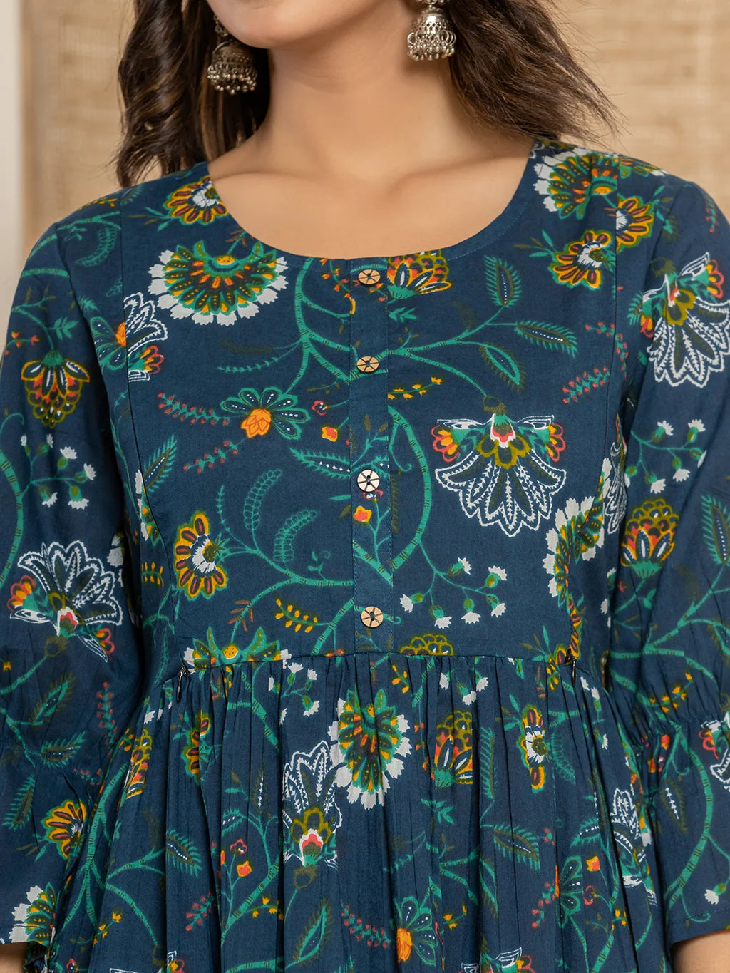 Yufta Blue Cotton Maternity Kurta Pants Set | Grocsy