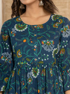 Yufta Blue Cotton Maternity Kurta Pants Set | Grocsy