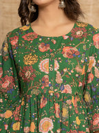 Yufta Green Cotton Maternity Kurta Pants Set | Grocsy