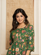 Yufta Green Cotton Maternity Kurta Pants Set | Grocsy