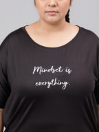 MKH Plus Size Typography Printed Dri-FIT Relaxed Fit Drop-Shoulder Sleeves Gym T-shirt | Grocsy