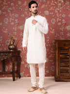 House of Pataudi Straight Kurta With Churidar & Embroidered Nehru Jacket | Grocsy