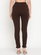 TAG 7 Women Navy Blue & Brown Pack Of 2 Solid Comfort-Fit Ankle-Length Leggings | Grocsy