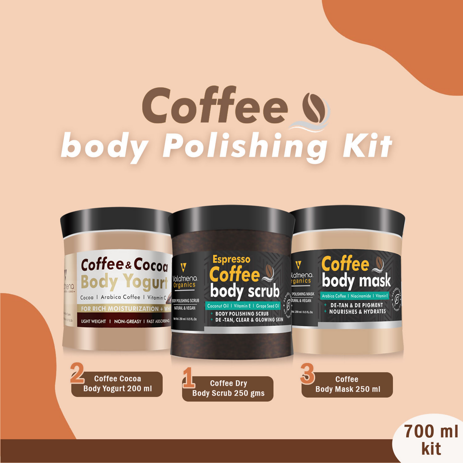 Volamena Organics Coffee De-Tan Body Polishing Kit | Grocsy