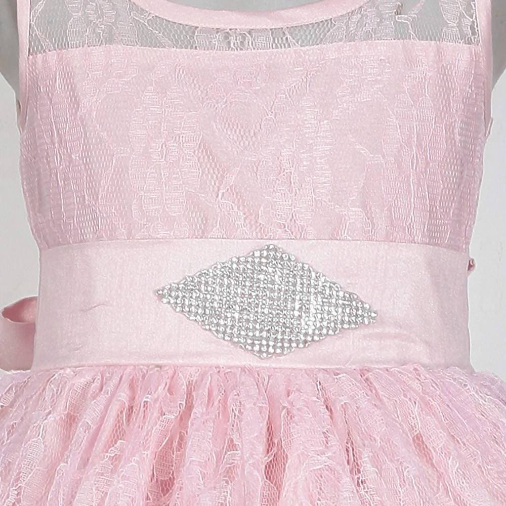 Asmaani Baby Girl's Pink Colour Satin A-Line Maxi Full Length Dress (AS-DRESS-22165) | Grocsy