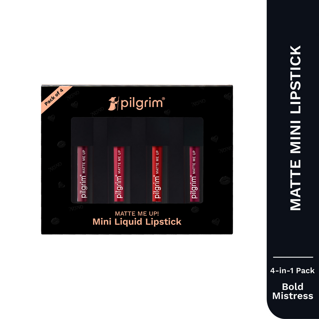 Pilgrim Matte Mini Liquid Lipstick 4 In 1 Pack Smudgeproof, Hydrating & Lightweight - Bold Mistress | Grocsy