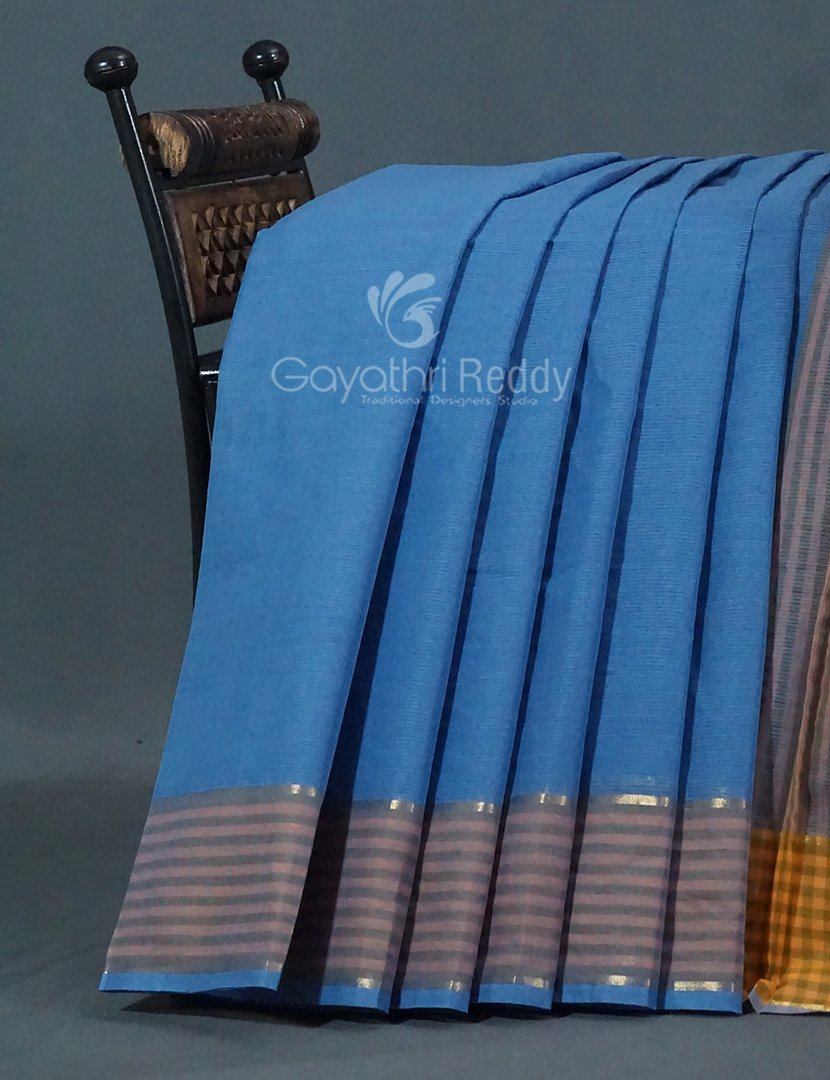 Dual Shades of Blue Pure Mangalgiri Cotton By Gayathri Reddy Designer Studio | Grocsy