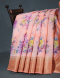 Shades of Light Peach With Floral Print Semi Chanderi Saree By Gayathri Reddy Designer Studio | Grocsy