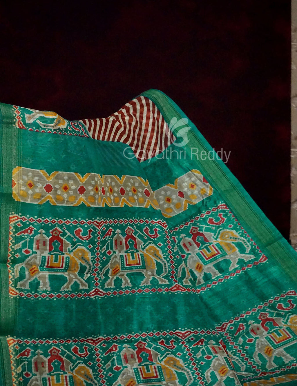 Off-White Red Striped Semi Chanderi Saree By Gayathri Reddy Designer Studio | Grocsy