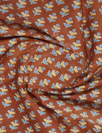 Rust Colour Bagroo Print Pure Mulmul Cotton Saree By Gayathri Reddy Designer Studio | Grocsy