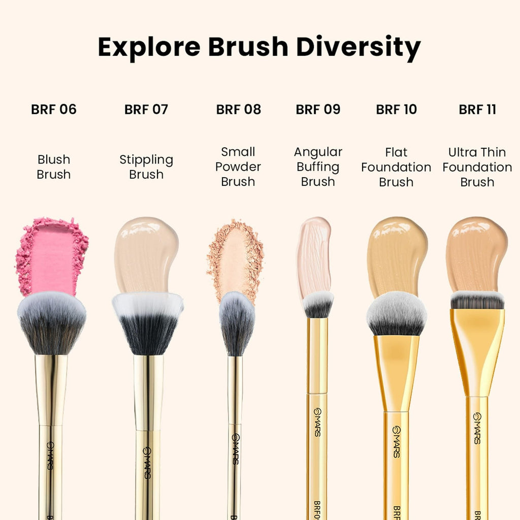 MARS Cosmetics Artists Arsenal Angular Buffing Brush Golden - BRF09 | Grocsy