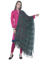 Mominos Fashion Moeza Bottle Green Window Cotton Dupatta | Grocsy