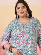 Sztori Women Floral Printed Regular Kurta with Trousers | Grocsy