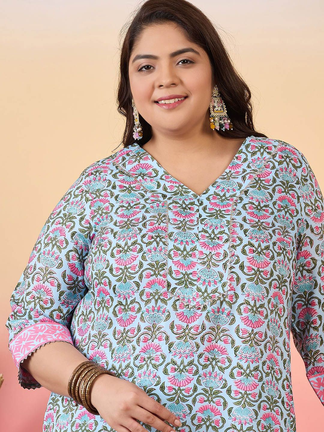 Sztori Women Floral Printed Regular Kurta with Trousers | Grocsy