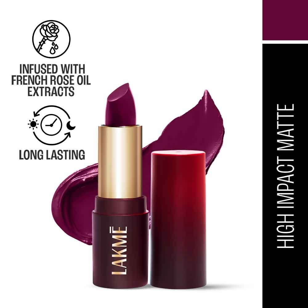 Lakme Forever Matte Lipstick, Made With French Rose Oil - Purple Diamond | Grocsy