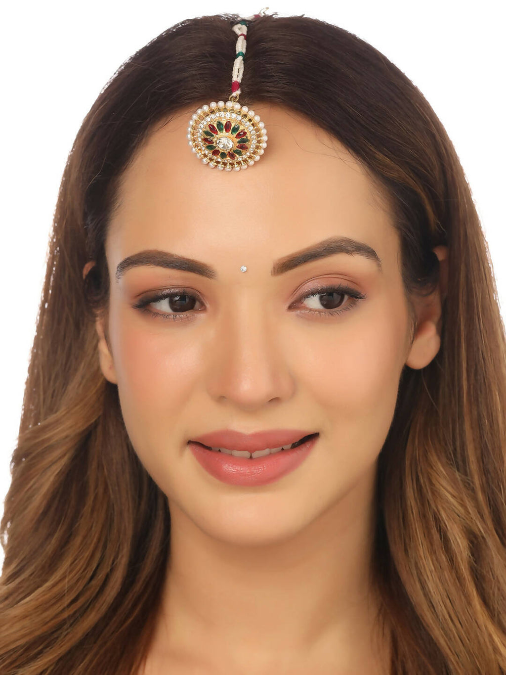 NVR Women's Trending Stylish Gold-Polished Maang Tikka | Grocsy