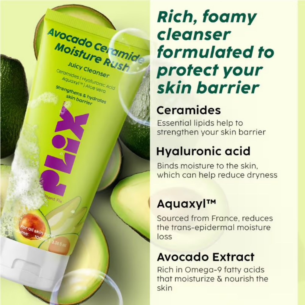 PLIX The Plant Fix Avocado Ceramide Moisture Rush Juicy Cleanser | Grocsy